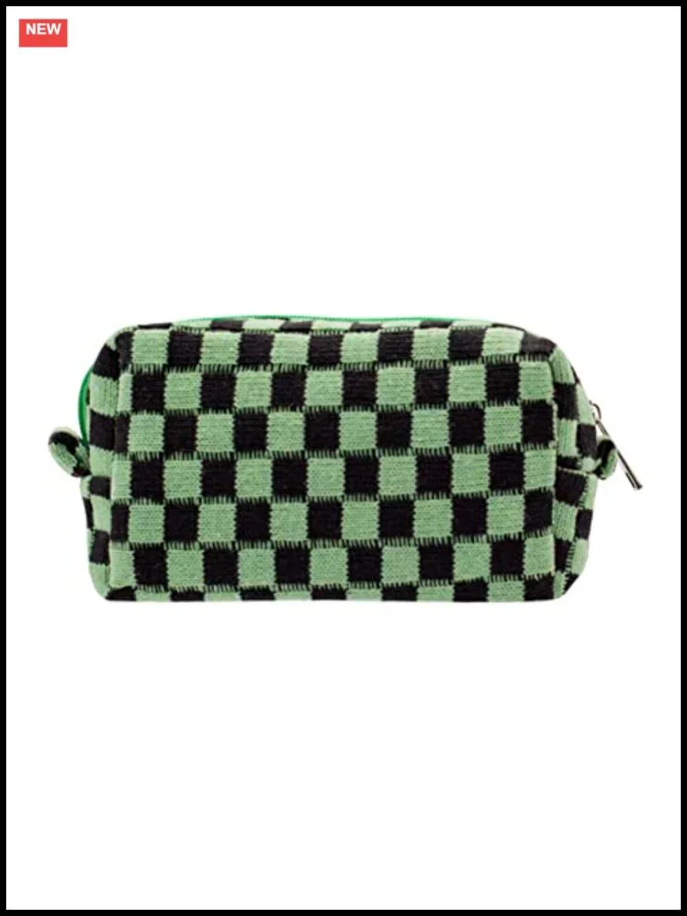 Checkered Zipper Cosmetic Bag Travel Makeup Organizer Women Toiletry Pouch